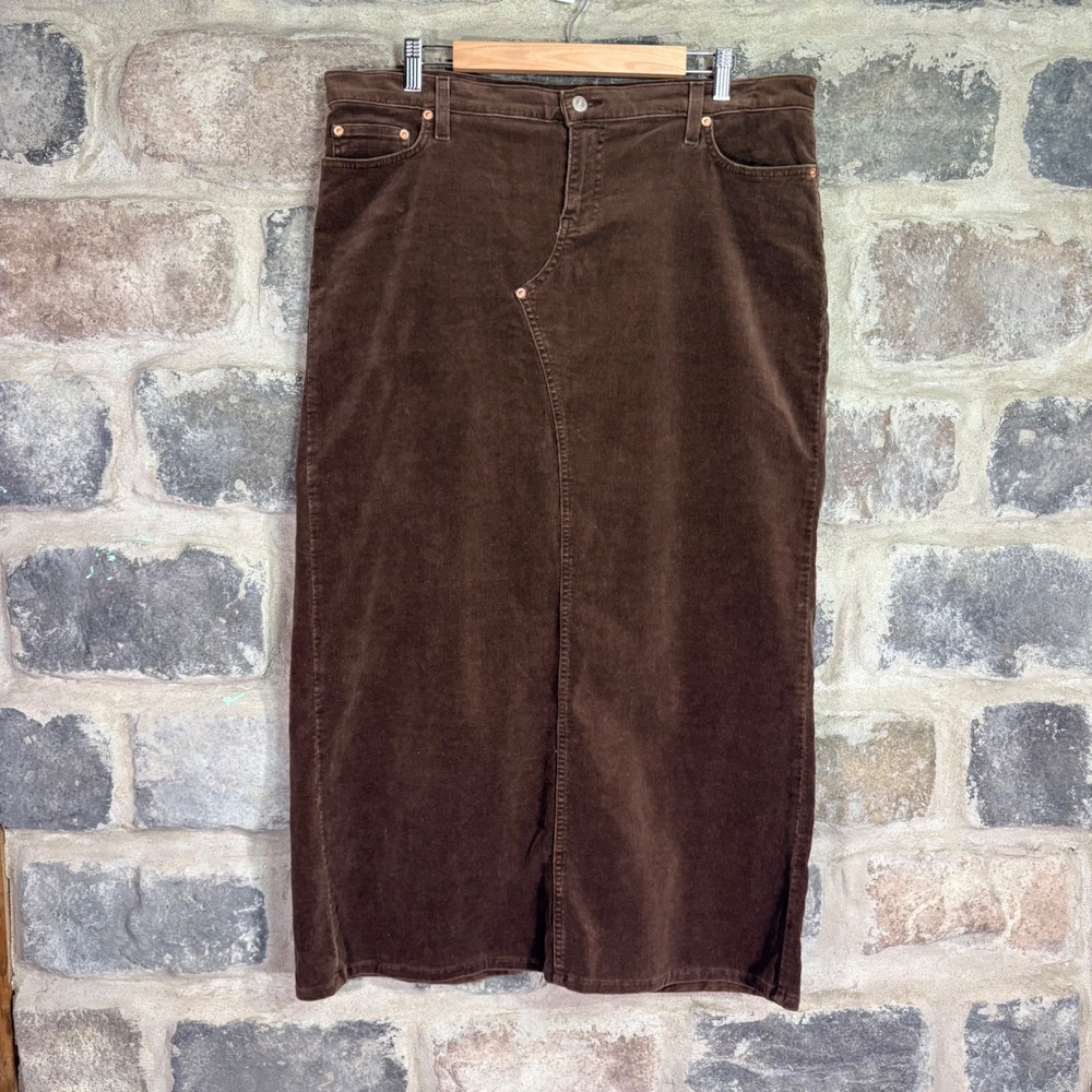 Nine Jeans Brown Corduroy Maxi Skirt USA Made Size 15/16 4S151 Chocolate Skirt